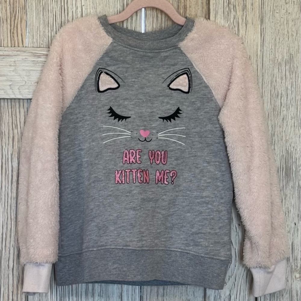BCG Gray Fleece Kitten Sweatshirt Sz 6X
